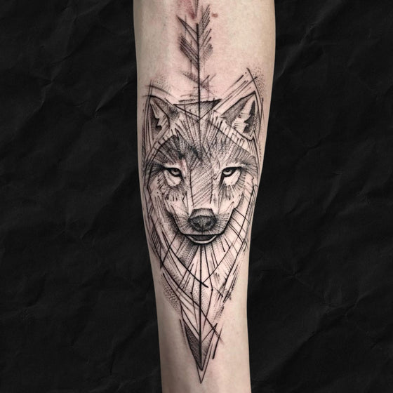 Fuch Sketch Style Tattoo Unterarm Innenseite, gestochen im Atelier Hannibal Tattoo Studio in Euskirchen