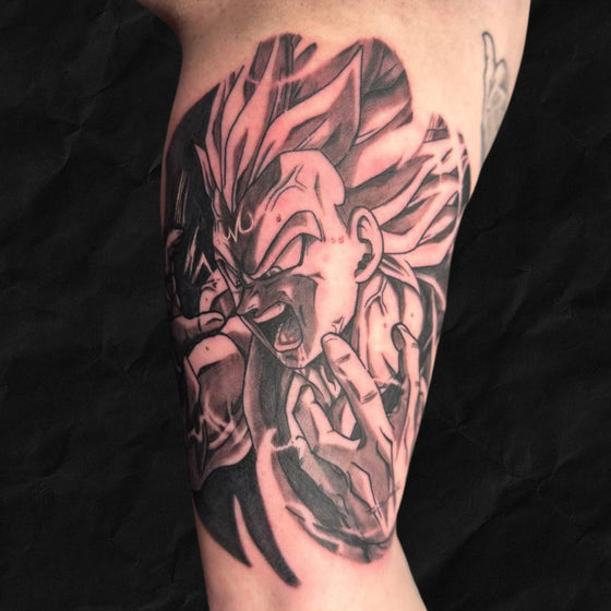 Dragonball Majin Vegeta im anime stil vom Atelier Hannibal Tattoo Studio in Hürth