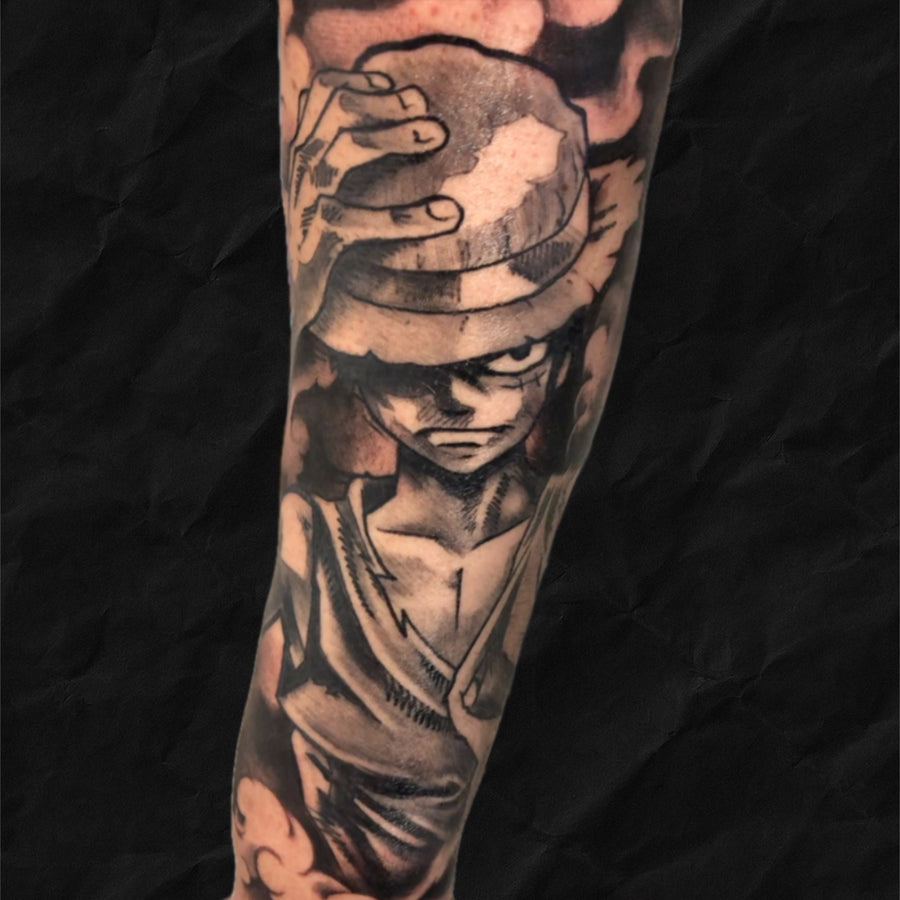 Anime Tattoo Luffy von One Piece, gestochen von Hannibal in Euskirchen
