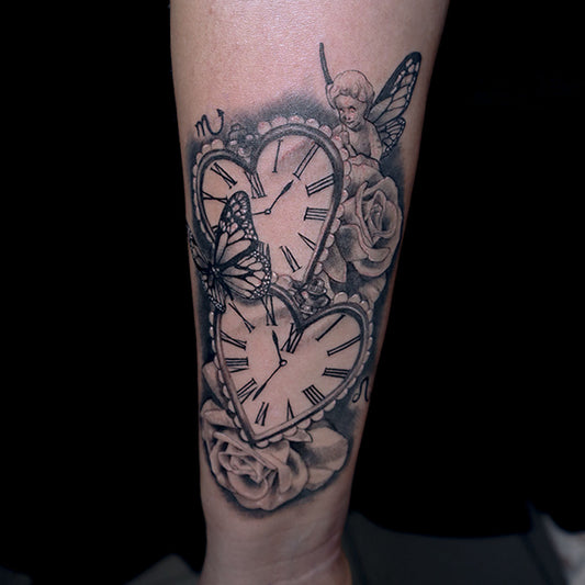 Floral: Engel mit Uhren