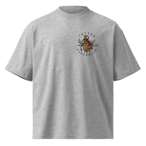 Oversized Unisex Bio-T-Shirt mit breitem Kragen – Rückseite
