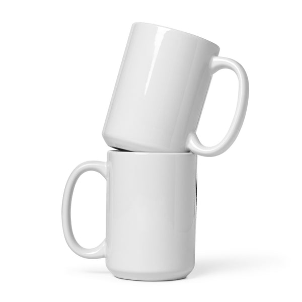 Weiße, glänzende Tasse – Rückseite